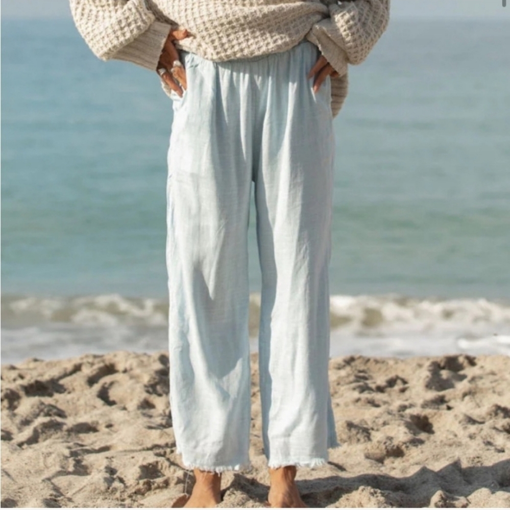 NEW Solai the Label luca linen lined pants in sky blue